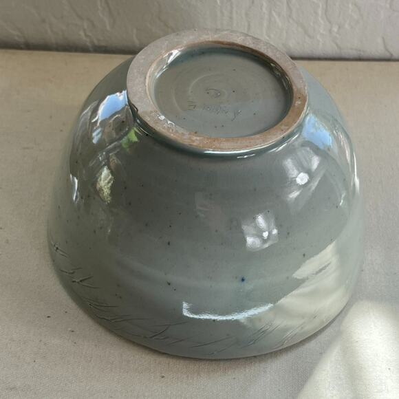 Studio Art Pottery Handmade Bowl Speckled Gray W/ Glossy Finish Signed By Anne C - Picture 5 of 16